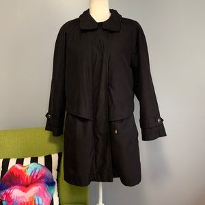 Gallery Black Convertible Long Trench Coat